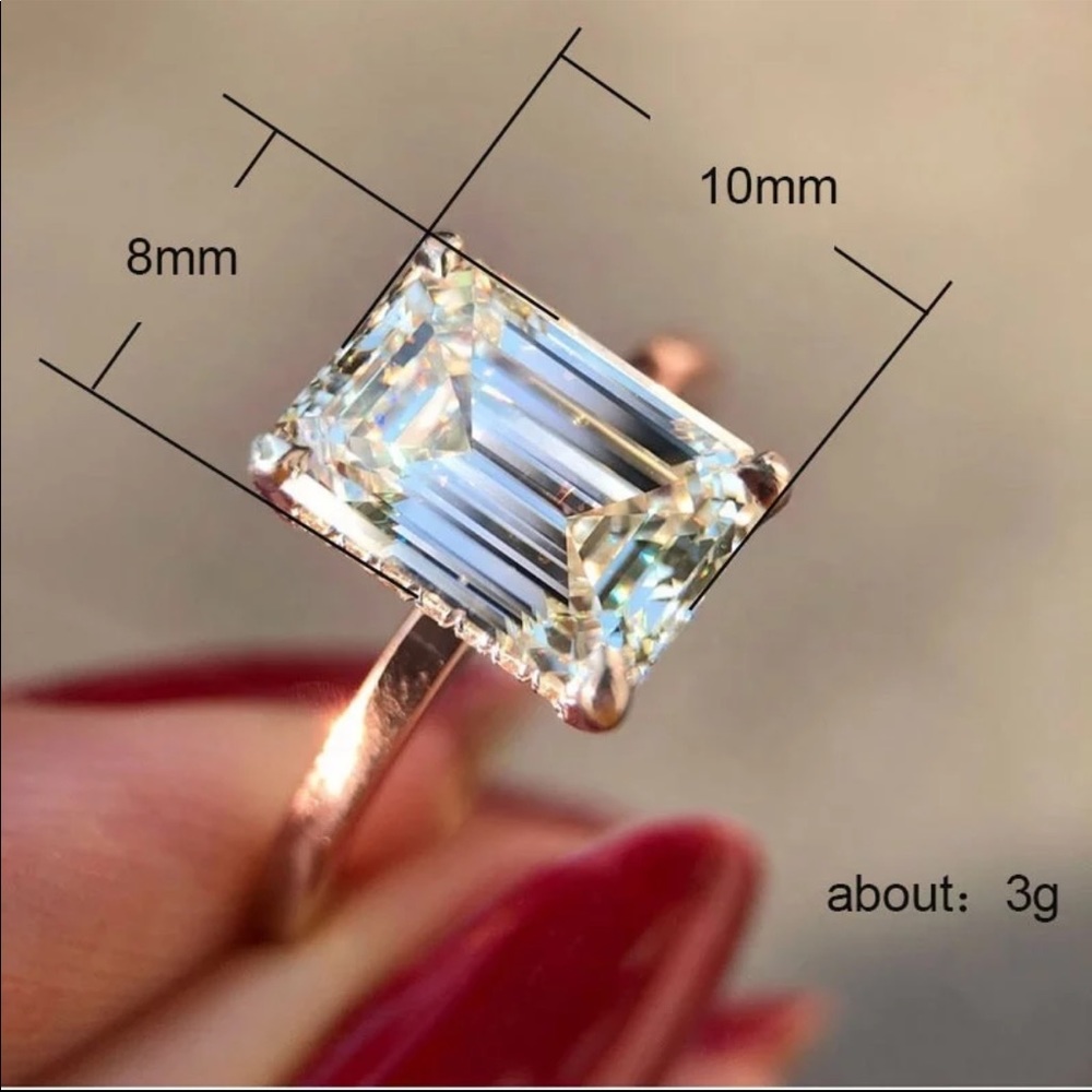 New Women’s Rose Gold Diamond Square Cut Ring - Picture 2 of 5